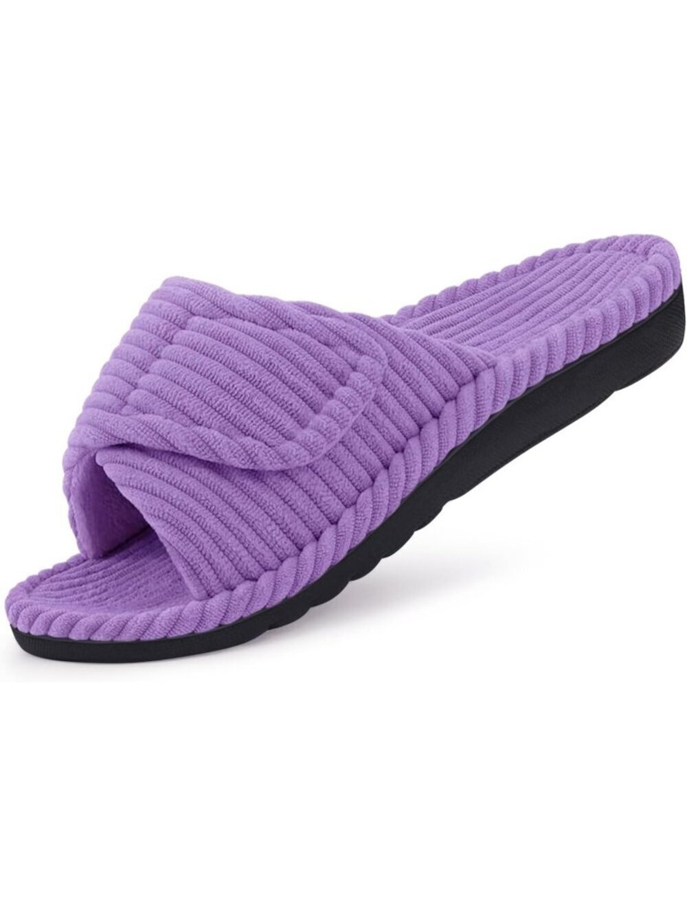 Womens Lavender Purple Orthopedic Support Indoor Corduroy Open Toe Slipper Shoes